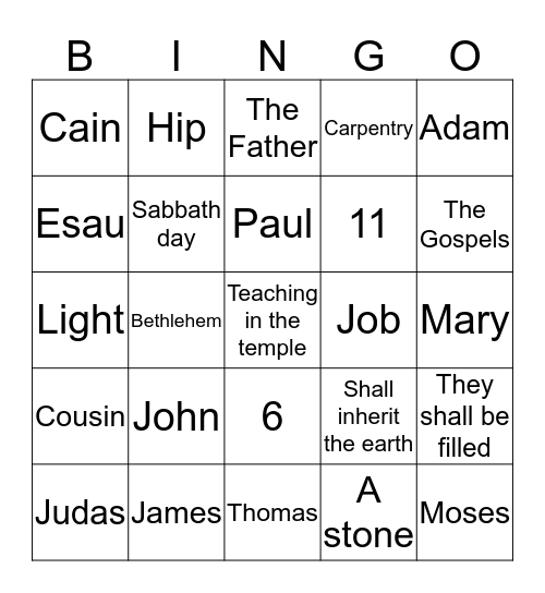 CAPH BIBLE BINGO Card