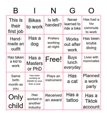 PPS Ice Breaker BINGO Card