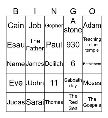 CAPH BIBLE BINGO Card