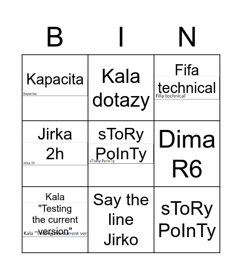 AAA Bingo Card