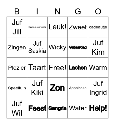 GROEP 5 - JUFFENDAG 2022 Bingo Card