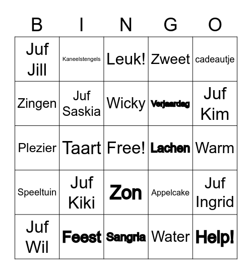 GROEP 5 - JUFFENDAG 2022 Bingo Card