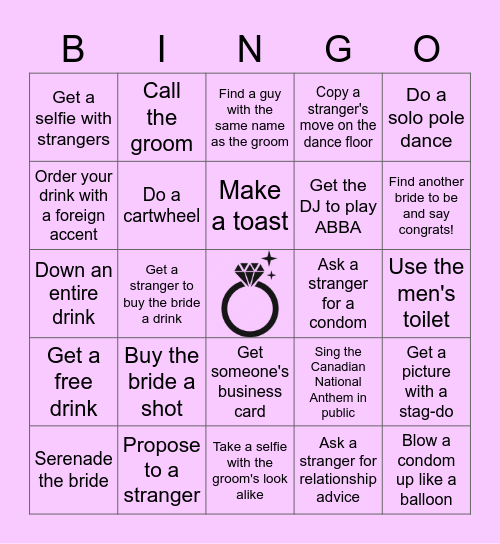 Kathryn's Hen-Do Bingo Card