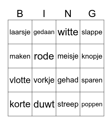 WOORDBINGO na kern 10 Bingo Card