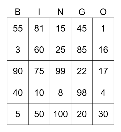 Delise's Box Bingo Card