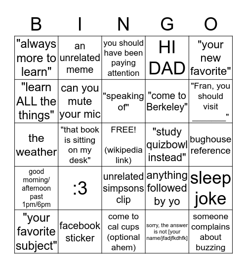 Nick Bingo Card