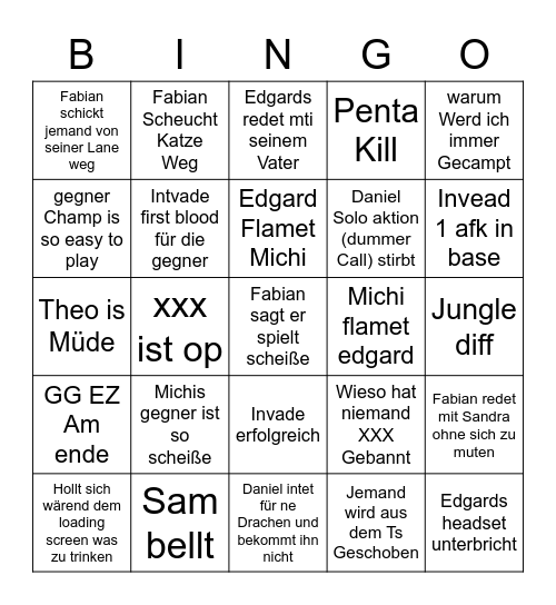 lol Bingo Card