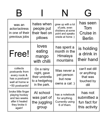 Find someone who Bingo Card