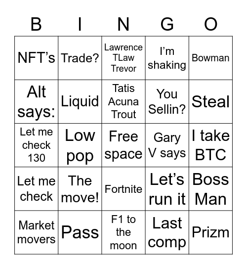 National Bingo Volume 2 Bingo Card