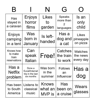 Find someone who has... (and write their name underneath!) Bingo Card