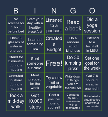 MedSol Wellness Bingo Card