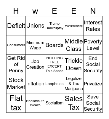 GOP NIGHT OF THE LIVING DEAD Bingo Card