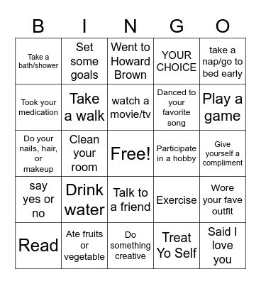 Spring Self Care Bingo Card