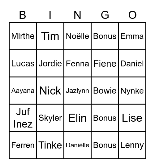 Groep 6B Bingo Card