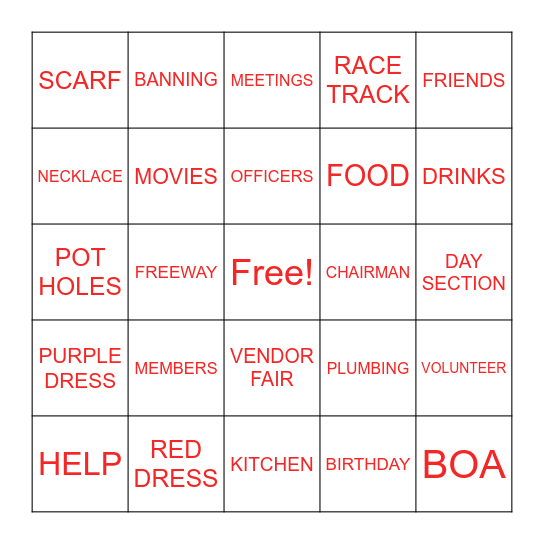 RED HAT BINGO Card