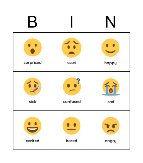 Feelings Bingo Card