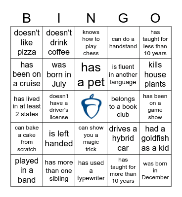 Someone who... Bingo Card