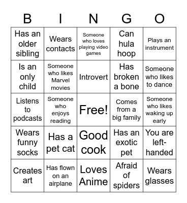 Human Bingo Card