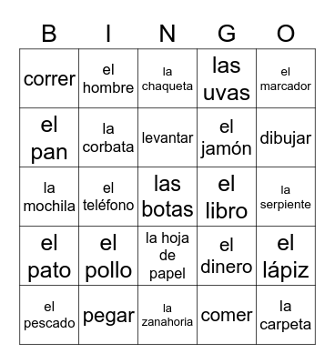 Spanish review :)) Bingo Card