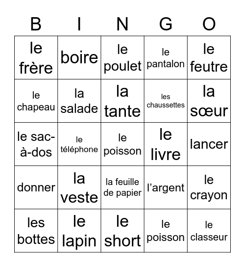 French reiview 2 Bingo Card