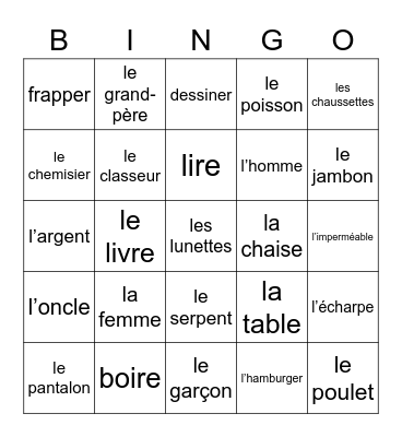 French Review 4 Bingo Card