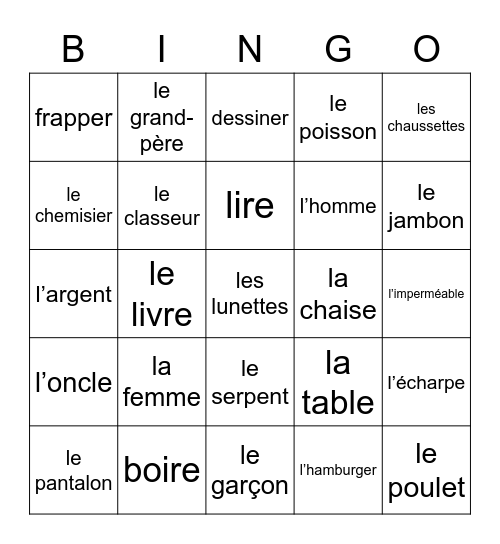 French Review 4 Bingo Card