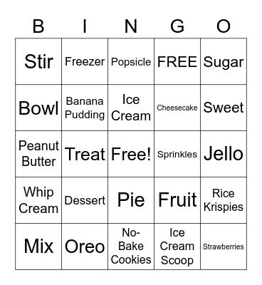 No-Bake Camp BINGO! Bingo Card