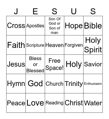 Jesus Bingo Card
