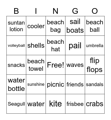 Beach Bingo Card