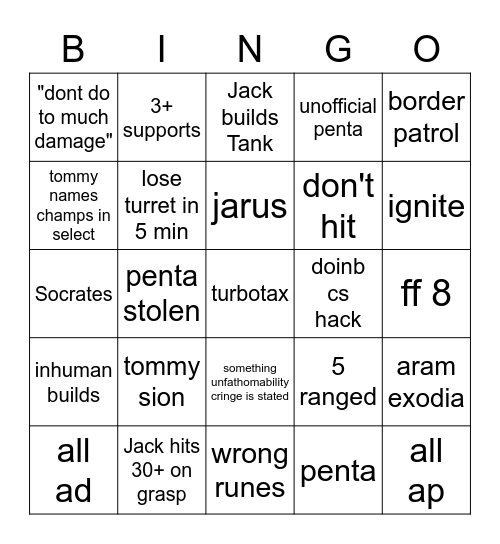 Aram bingo 2 Bingo Card