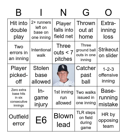2022 White Sox Baseball Bingo Card