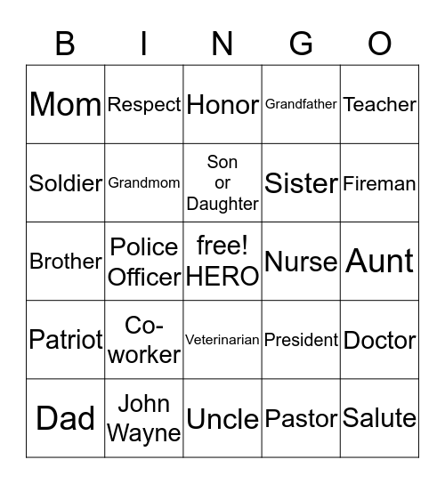 Heroes: Yesterday, Today & Tomorrow Bingo Card