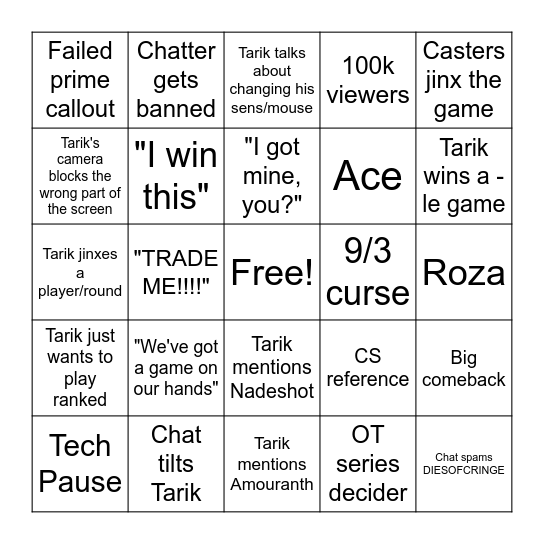 Tarik's VCT Watch Party Bingo Card