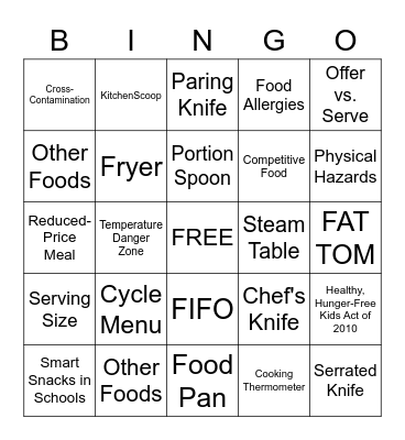 (School) Foodservice Bingo! Bingo Card