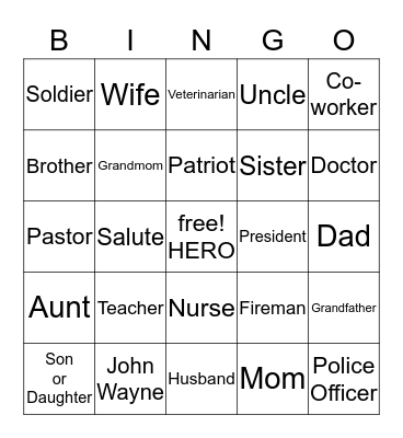 Heroes: Yesterday, Today & Tomorrow Bingo Card