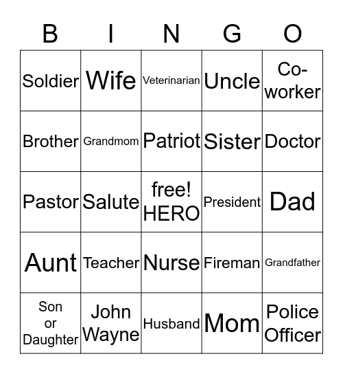 Heroes: Yesterday, Today & Tomorrow Bingo Card