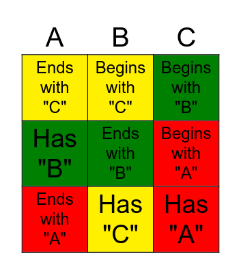 Random word Bingo Card
