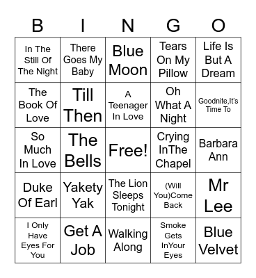 Cruize’n Time Bingo Card