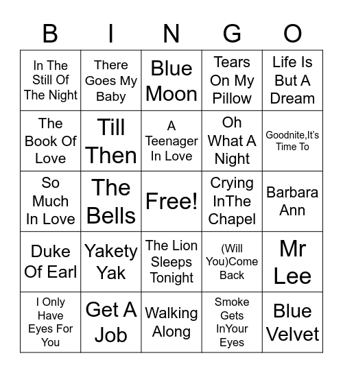 Cruize’n Time Bingo Card