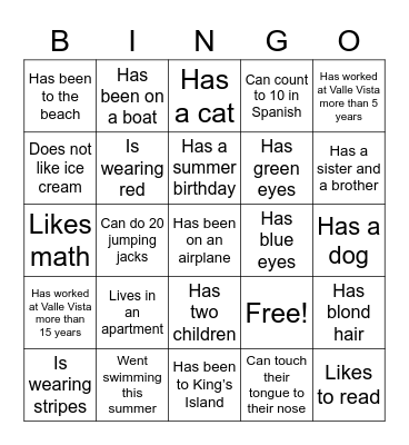 Find Someone Who... Bingo Card