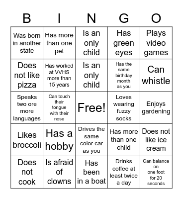 Find someone who... Bingo Card