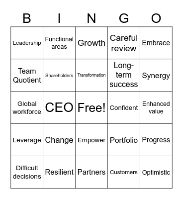 Town Hall Bingo Card
