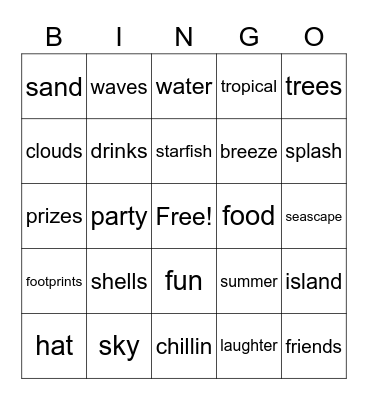 Sunday Seascape Party Bingo Card