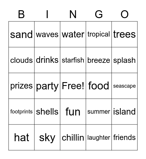 Sunday Seascape Party Bingo Card