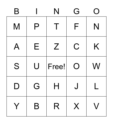 Abc Bingo Card