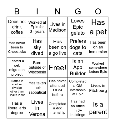 Health Plans Bingo Card