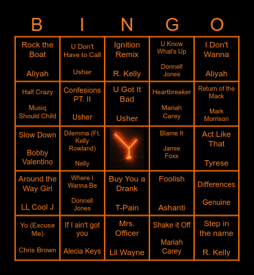 Chocolate Martini Bar (R&B) Bingo Card