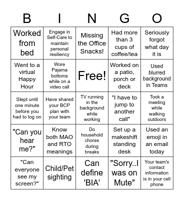 BCC BINGO Card