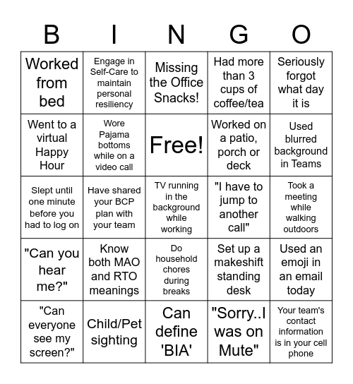 BCC BINGO Card