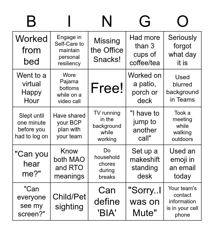 BCC BINGO Card